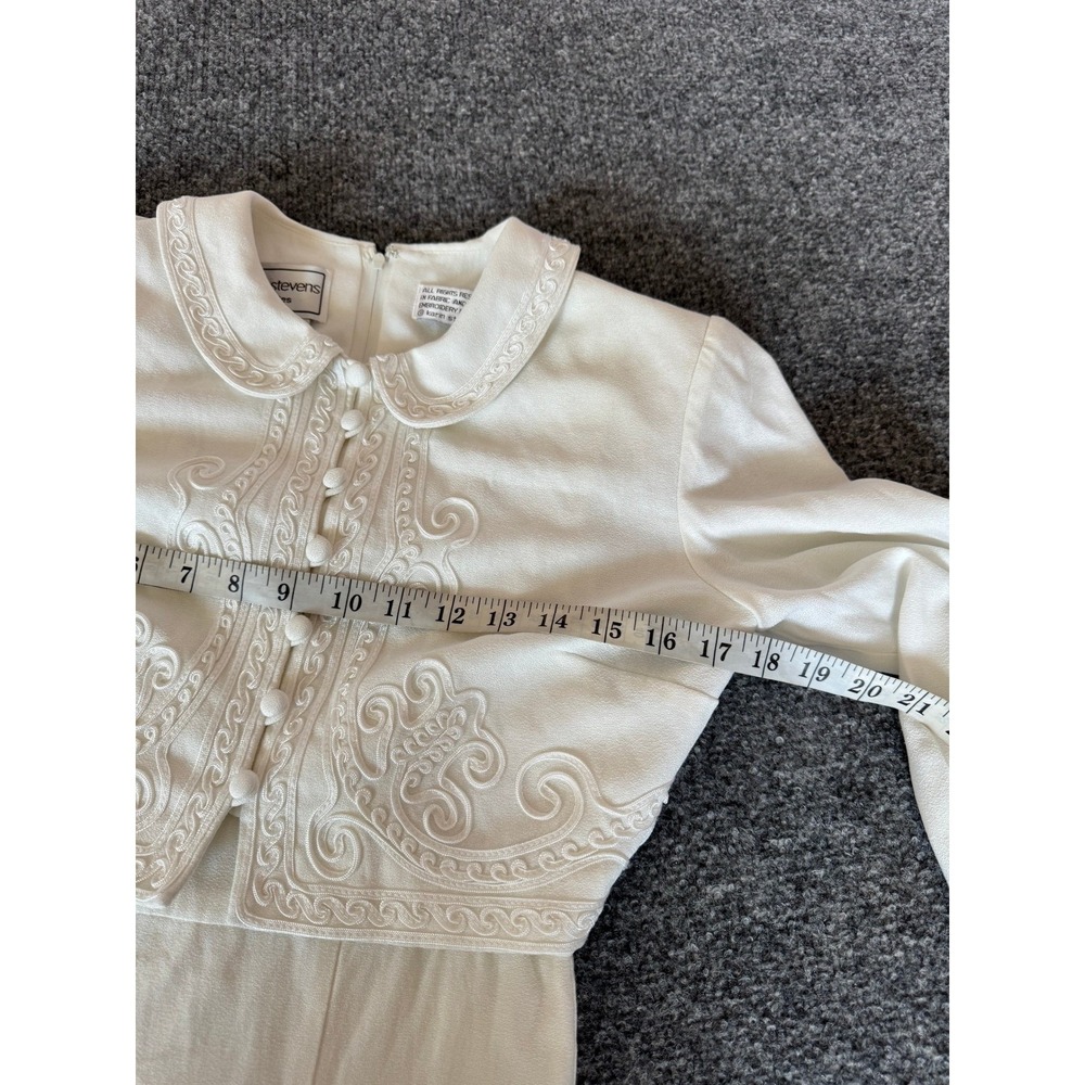 karin stevens White Long Sleeve Midi Dress Soutache Embroidery Collar Bolero 6P - Picture 10 of 16